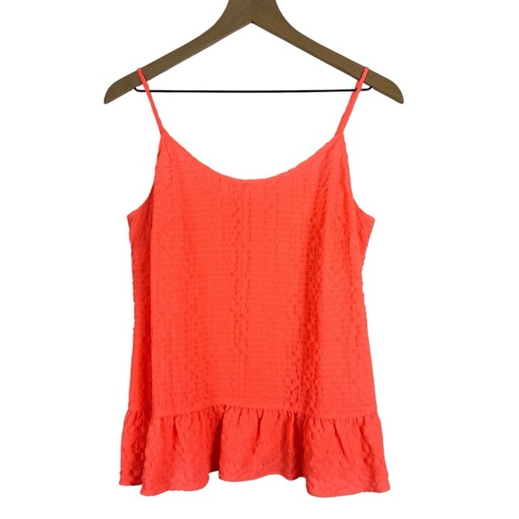 LILLY PULITZER Bright Coral Pink Camisole Tank Top Sunray Seersucker Size Medium - Picture 1 of 9